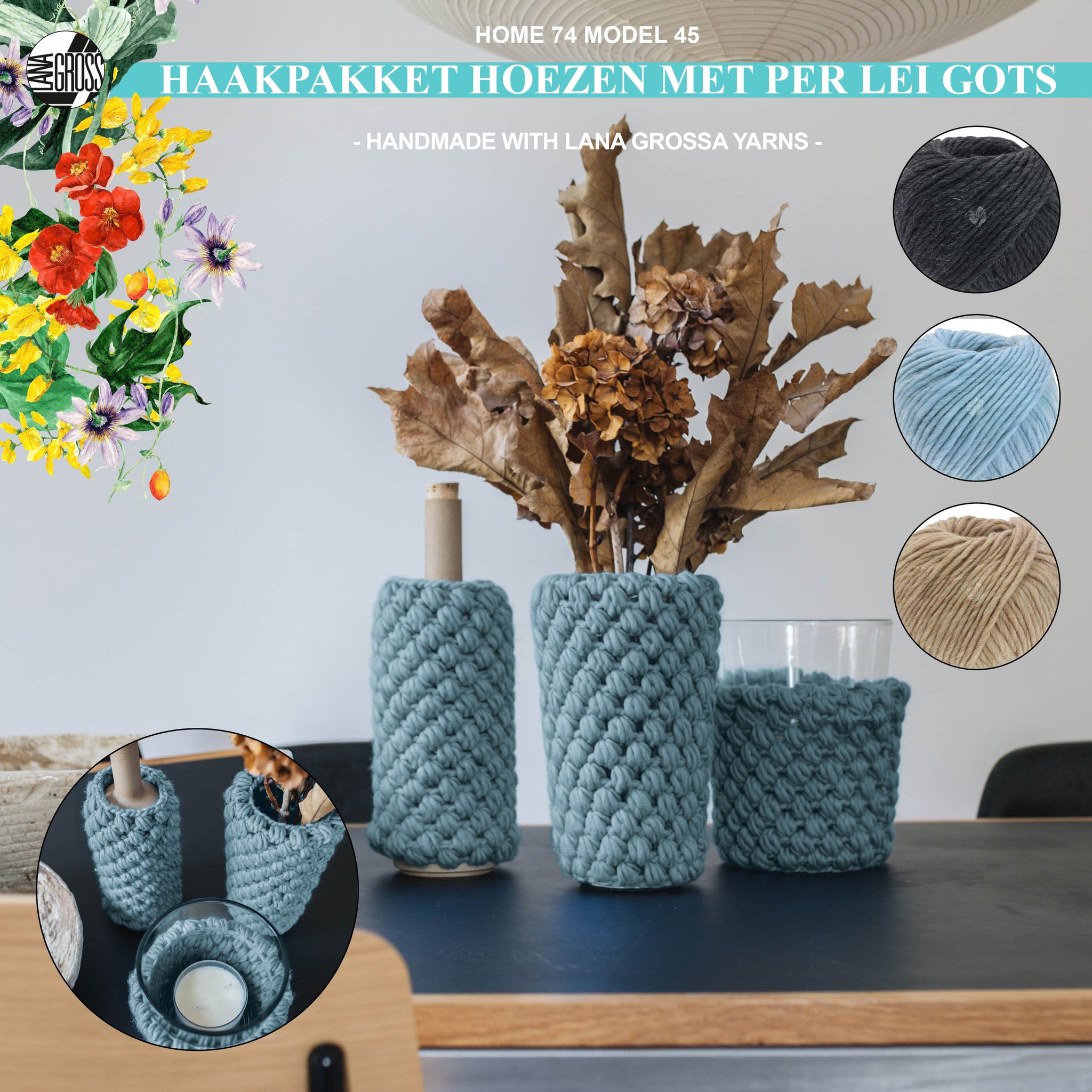 Haakpakket hoezen met Per Lei Gots model 45 van Home 74